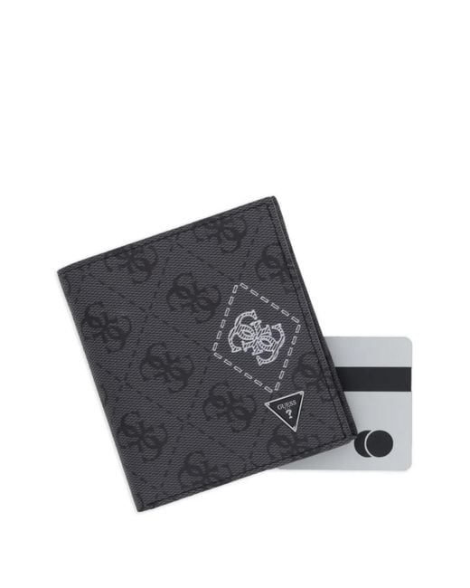 Guess Gray Logo-Pattern Wallet for men