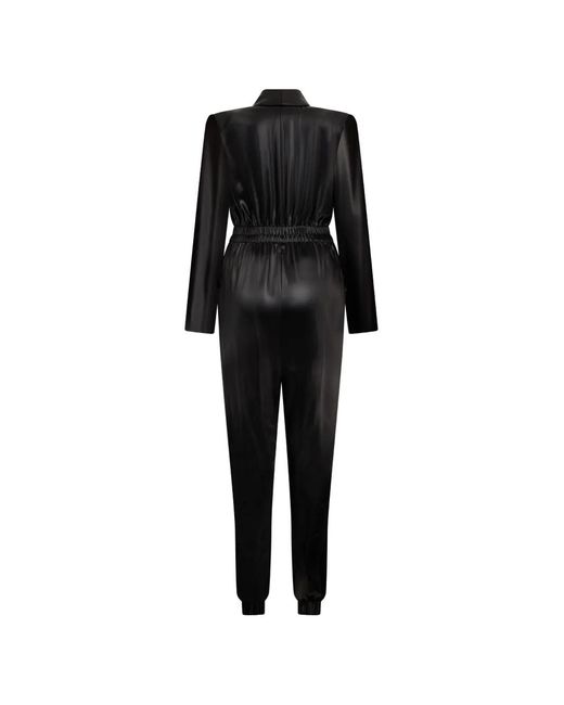 Philosophy Di Lorenzo Serafini Black Double-breasted Faux Leather Jumpsuit