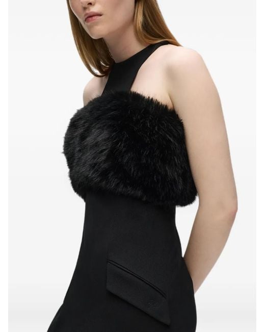 Karl Lagerfeld Black Robe Bordée De Fourrure Artificielle