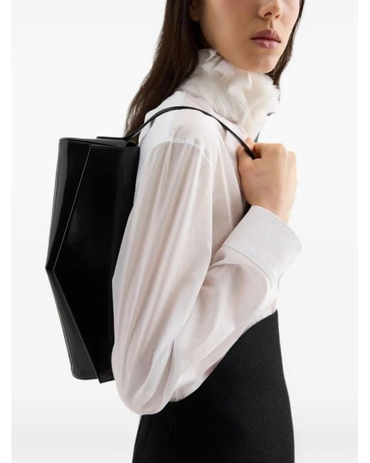 Jil Sander Black Kante Flap Shoulder Bag