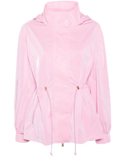 Patrizia Pepe Pink Logo-print Hooded Rain Jacket