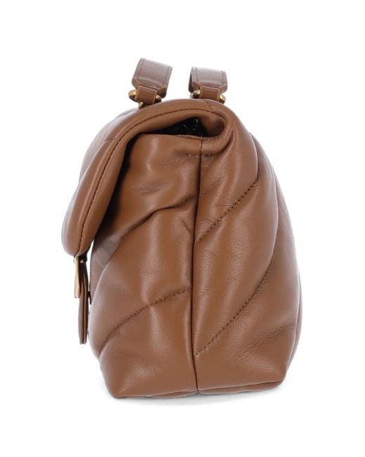 Pinko Brown Medium Love Bag Quilted Leather Shoulder Bag