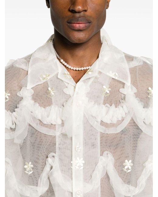 Chemise à fleurs brodées Simone Rocha pour homme en coloris White