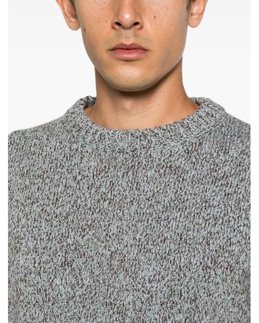 Doppiaa Gray Marl-Knit Crew-Neck Sweater for men