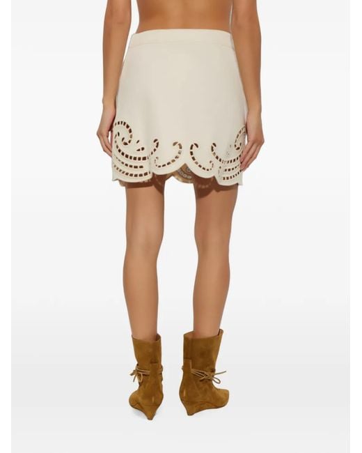 Ulla Johnson Natural Cadiz Eyelet-Embroidered Mini Skirt