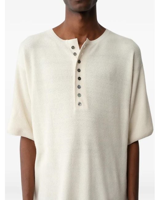 Calvin Klein Natural Button-Placket Ribbed T-Shirt for men