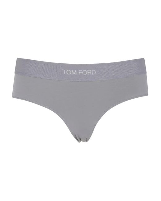Tom Ford Gray Logo-Waistband Briefs