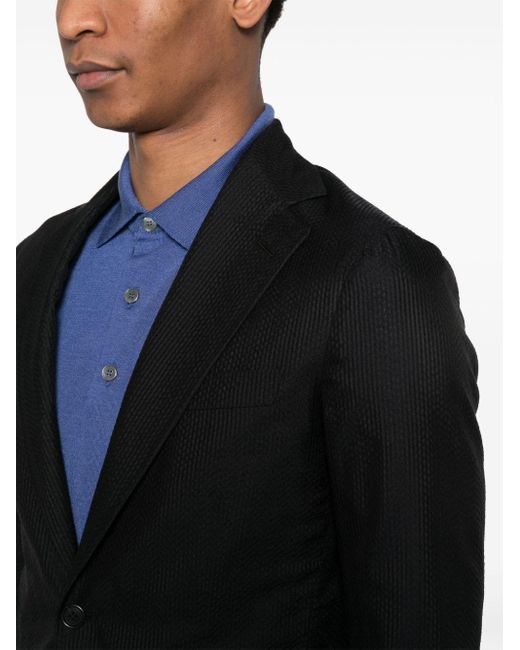 Brioni Black Patterned-jacquard Silk Blazer for men