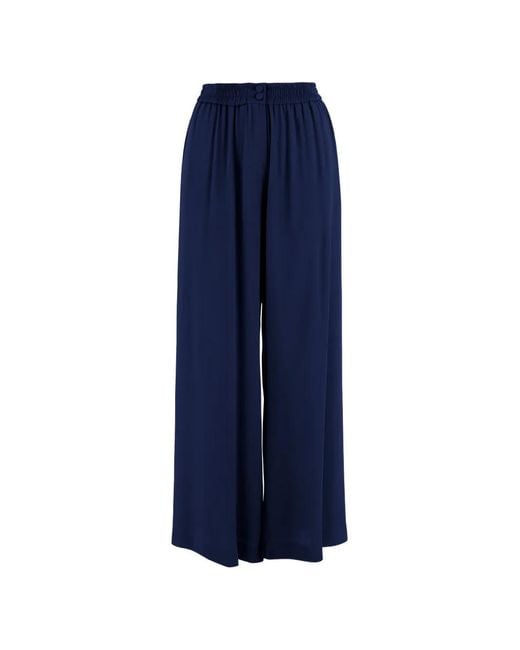 F.it Blue Elasticated-Waist Wide-Leg Trousers