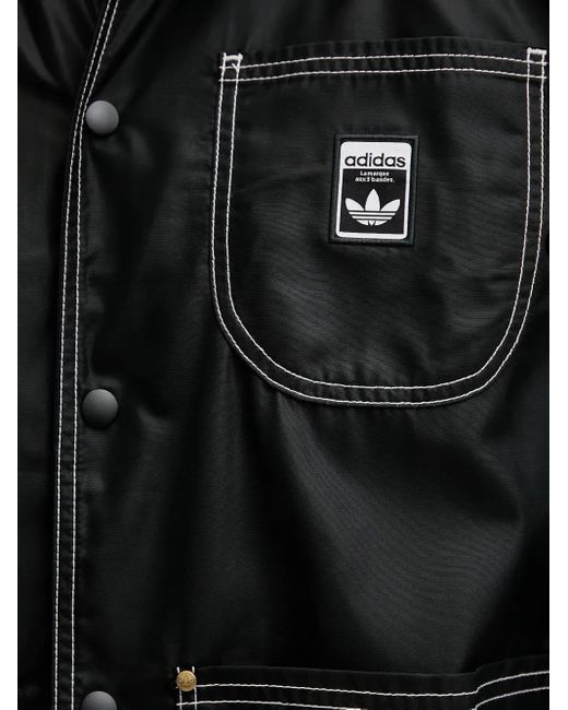 メンズ Adidas コントラストステッチ シャツジャケット Black