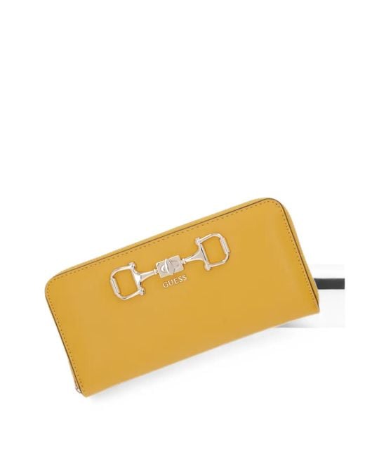 Guess Orange Horsebit Zip-Around Wallet