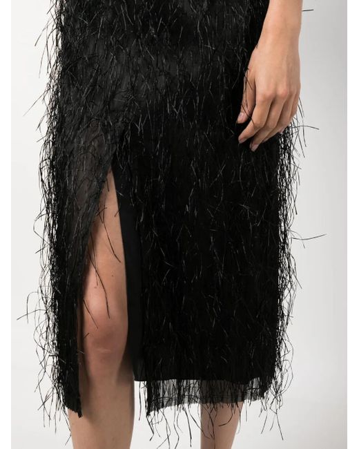 Lanvin Black Fringed Midi Dress