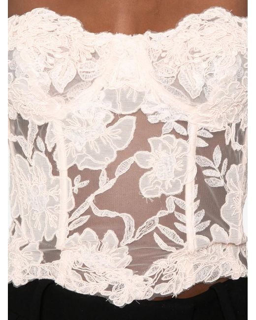 Ermanno Scervino Pink Floral-Lace Strapless Top