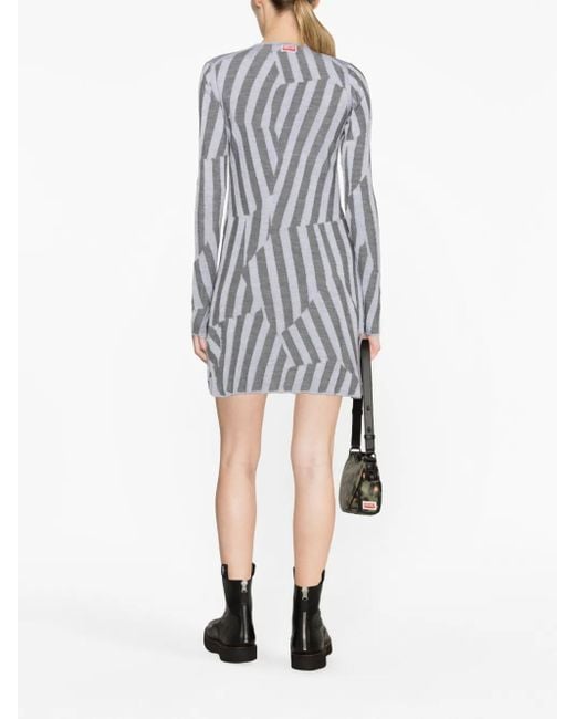 Robe Courte À Motif Géométrique KENZO en coloris Gray