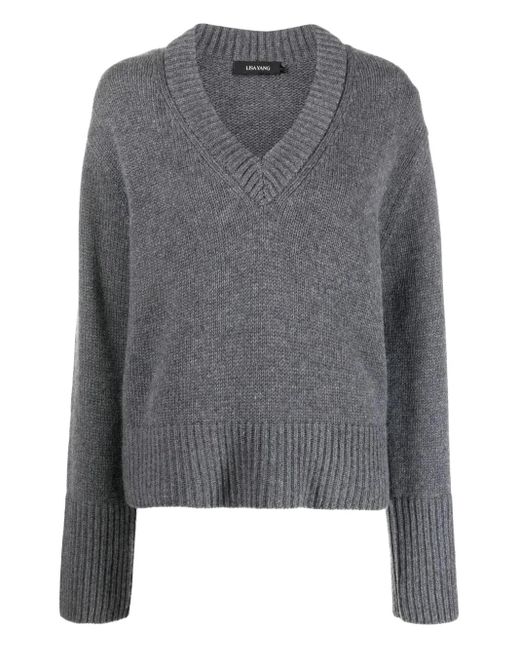 Lisa Yang Gray Pullover mit Ballonärmeln