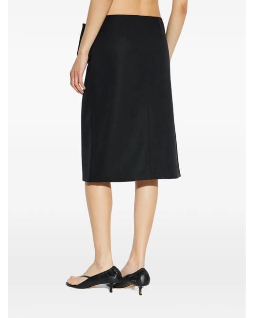 AMI Black Buckle Midi Skirt