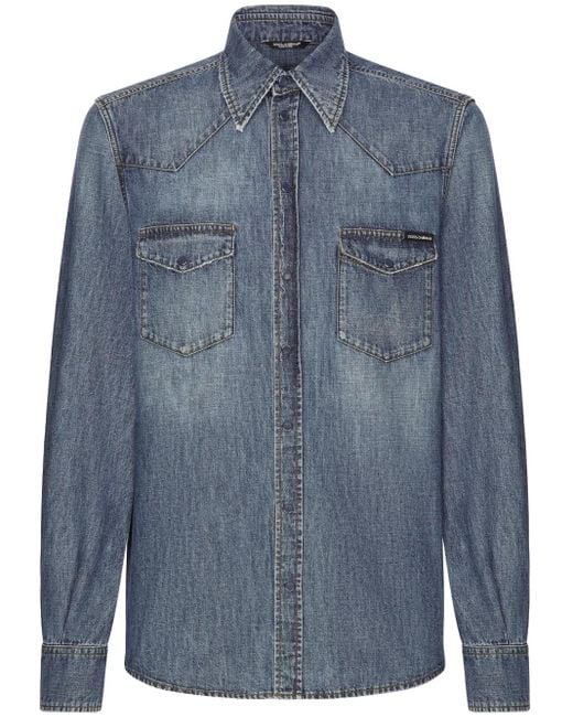 Dolce & Gabbana Blue Timeless Collared Button-Up Denim Shirt For for men