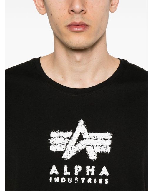 Alpha Industries Black Grunge Cotton T-shirt for men