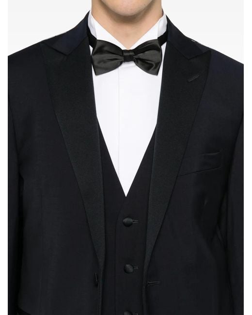 Corneliani Black Peak-Lapel Single-Breasted Suit (Set Of Three) for men