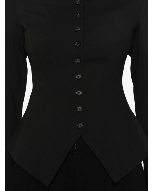 Staud Black Adrian Button-Up Fitted Jacket