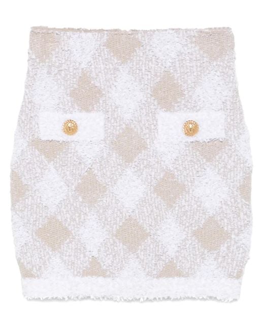 Falda corta con motivo de rombos Balmain de color White