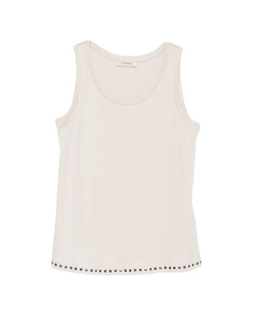 Max Mara White Stud-Embellished Sleeveless Top