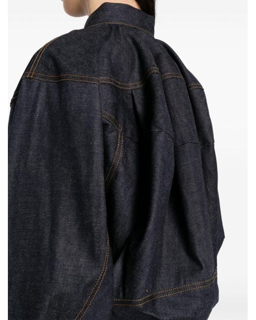 Sacai Blue Oversize Cropped Denim Jacket