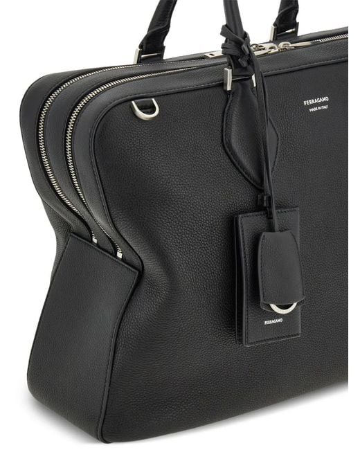 Ferragamo Black Star-Shaped Leather Tote Bag for men