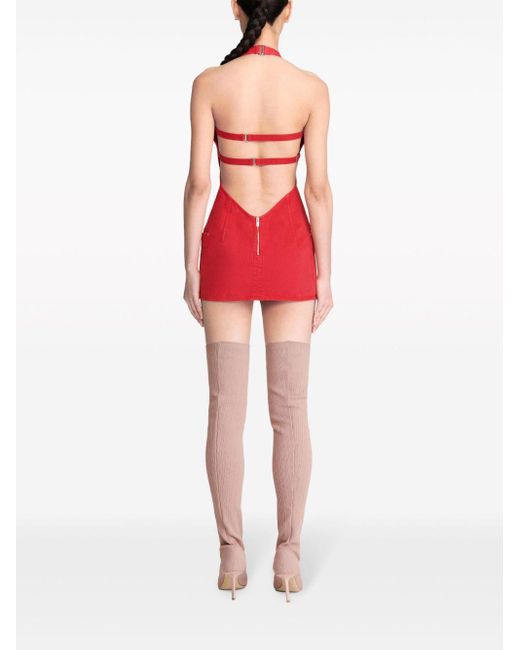 Dion Lee Red Open-back Apron Minidress