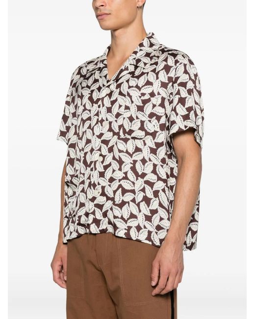Bode White Leaf-Print Shirt for men