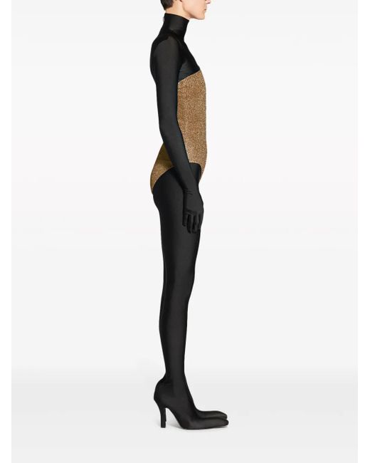 Balenciaga Brown Glitter-Detail Swimsuit