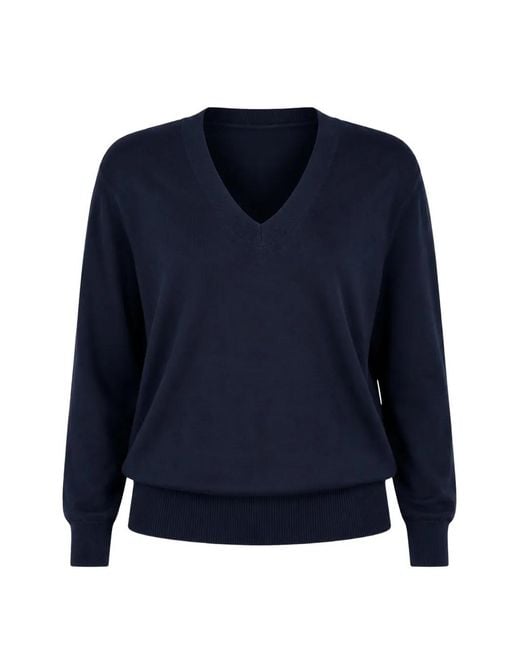 Patrick Assaraf Blue Relaxed-Fit V-Neck Sweatshirt