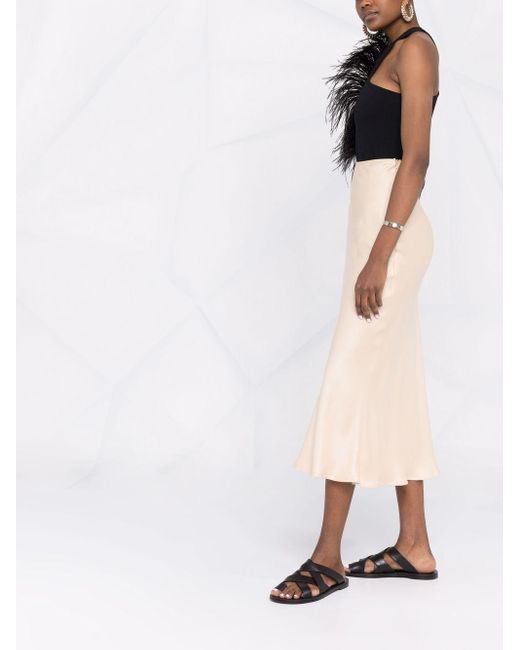 MANURI Natural High-waist Flared Mid-length Skirt
