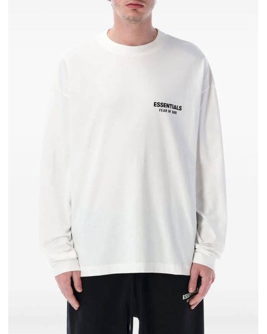 メンズ Fear Of God Essentials ロングtシャツ White