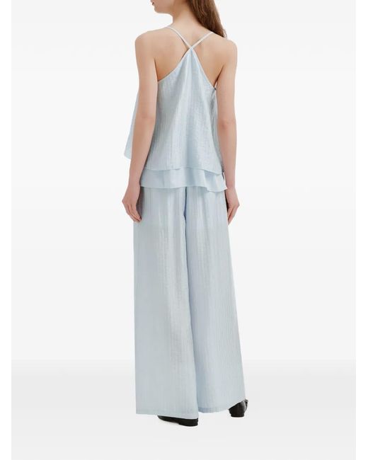 B+ AB Blue Ruffled Button-Front Jumpsuit