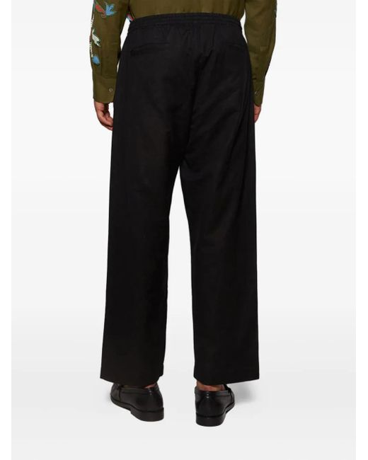 BAZISZT Black Rouat Drawstring Trousers for men