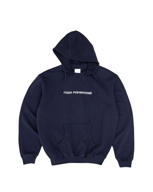 Gosha Rubchinskiy Blue Logo-Print Drawstring Hoodie