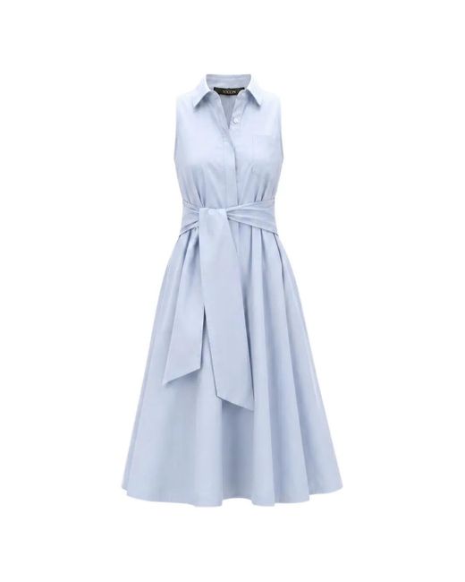 Toccin Blue Chelsea Sleeveless Shirt Midi Dress