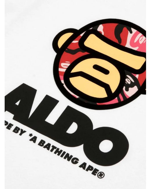 Aape By A Bathing Ape White Aldo Logo-Print T-Shirt for men