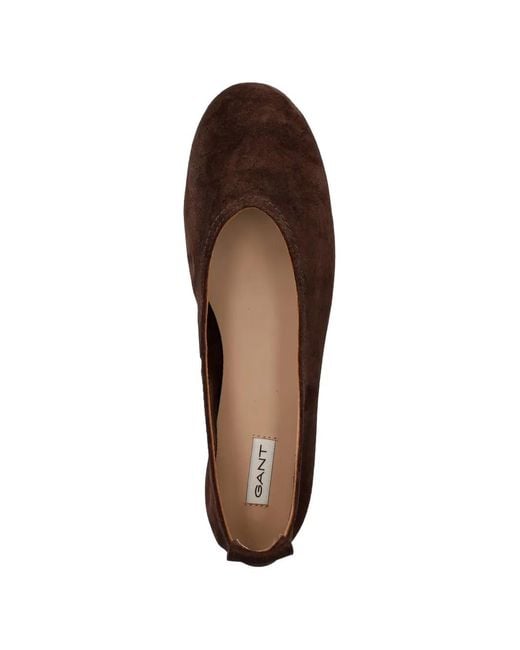 Gant Brown Suede Almond-Toe Ballet Flats