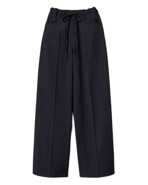 Twinset Blue Drawstring Wide-Leg Trousers