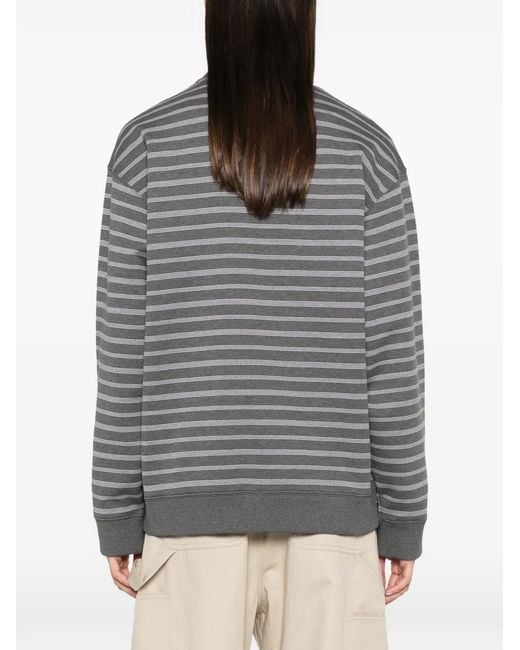 Miu Miu Gray Horizontal-Stripe Polo-Collar Sweater