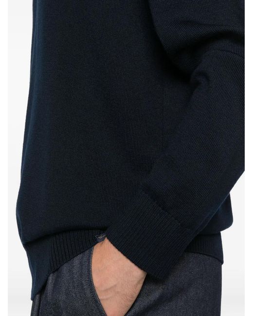 Paul & Shark Blue Wool Shoulder-Patch Jumper for men