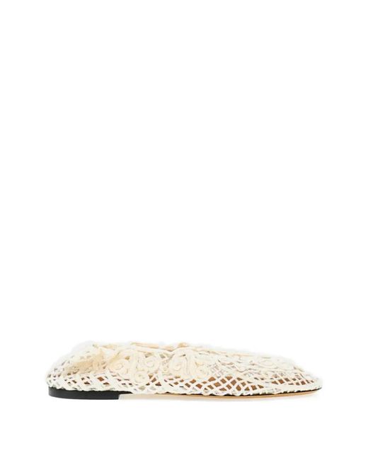 Odissi White Flower Ballet Shoes
