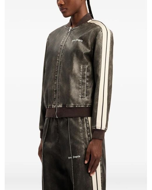 Palm Angels Green Classic Logo Stripe Bomber Jacket