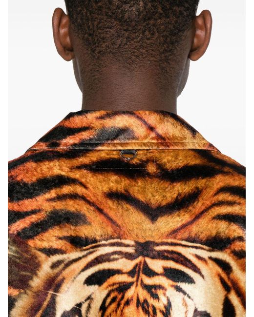 Mastermind Japan Brown Tiger-print Velvet-finish Shirt for men