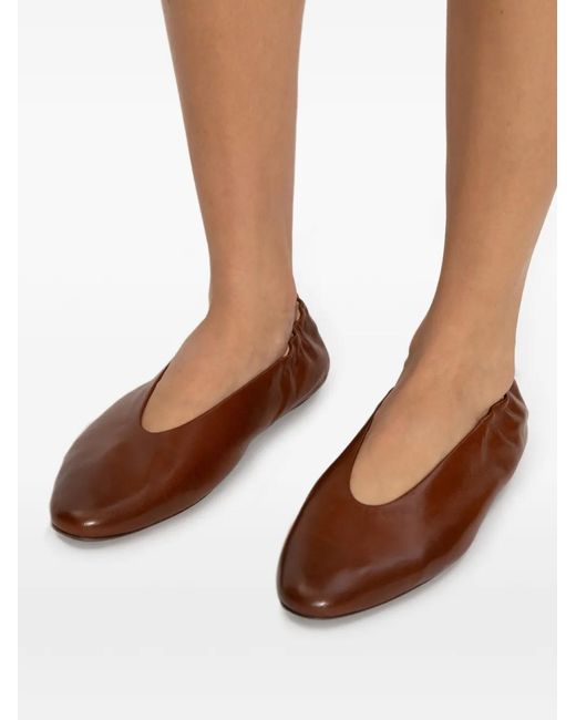 Marsèll Brown Strascico Ruffled Ballet Flats
