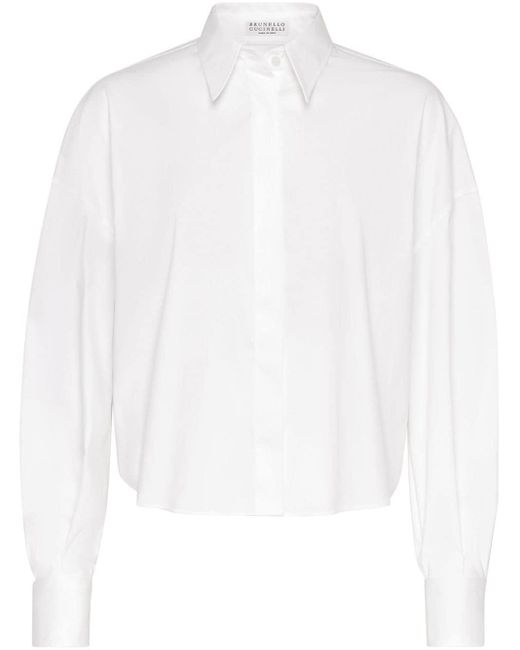 Brunello Cucinelli バンドカラー シャツ White