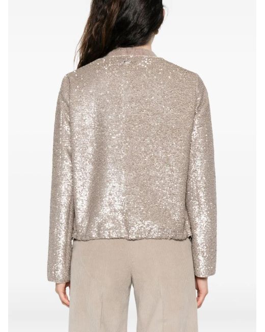 Herno White Sequinned Zip-Up Jacket