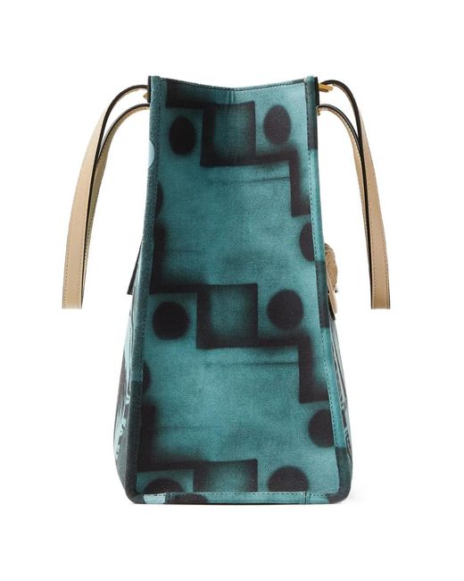 Versace Blue Rivière Printed Large Canvas Tote